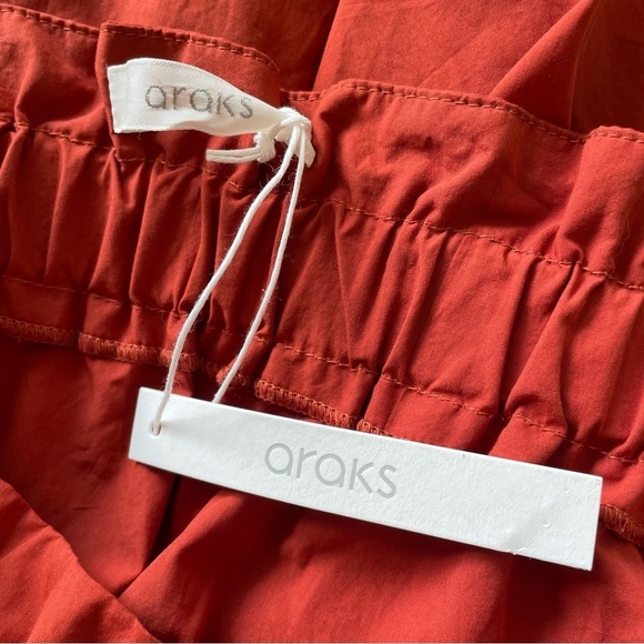 ARAKS Cedar Orange Terracotta Red Cotton Ruffle Hem Ulya Long Midi Skirt NWT M - Picture 7 of 10